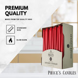 Price's Candles Red Tapered Dinner Candles Pack of 50