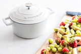 MasterClass Small Casserole Dish with Lid 2.5L/20 cm, Lightweight Cast Aluminium, Induction Hob and Oven Safe, Cream
