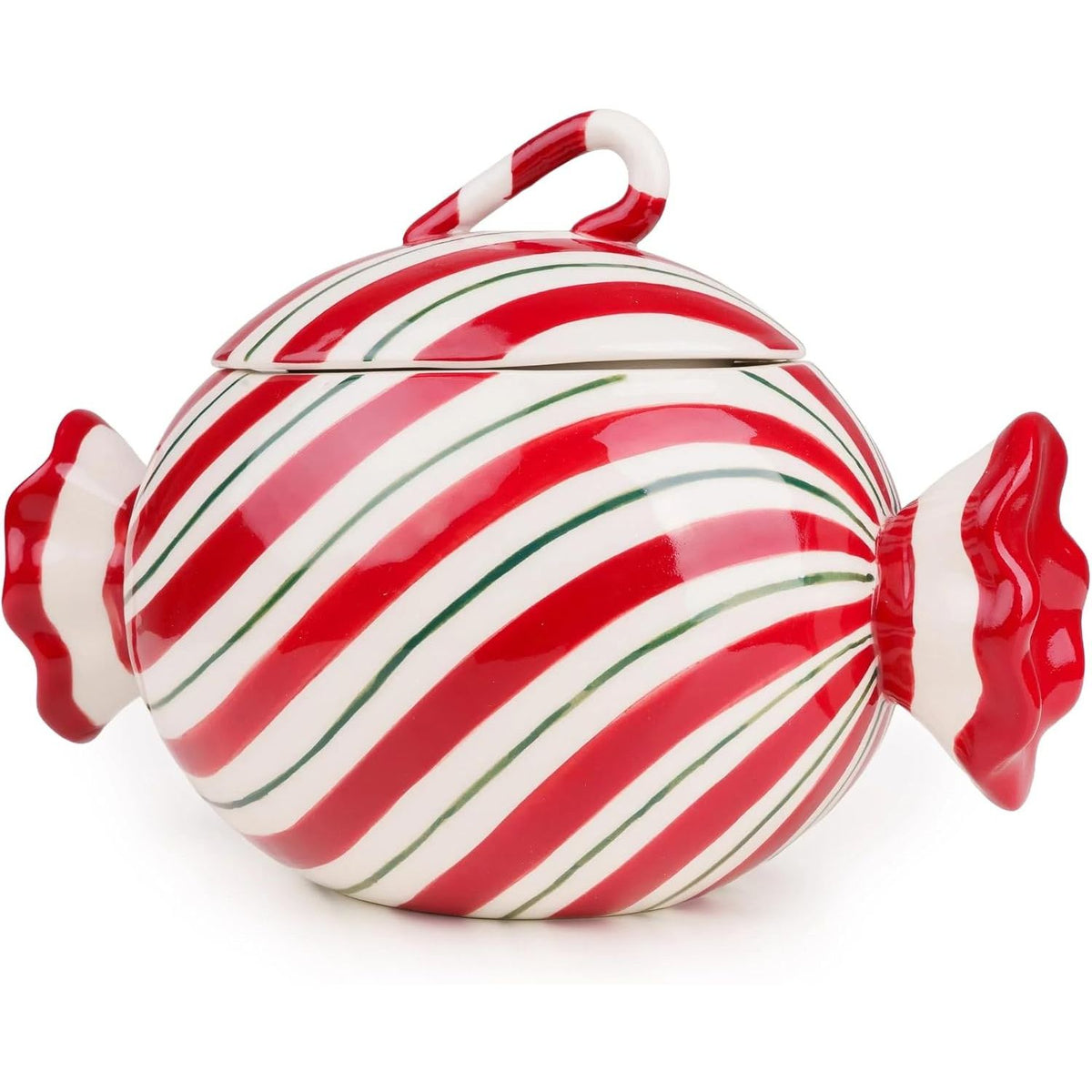 Christmas Ceramic Candy Food Storage Jar Red/White 20cm