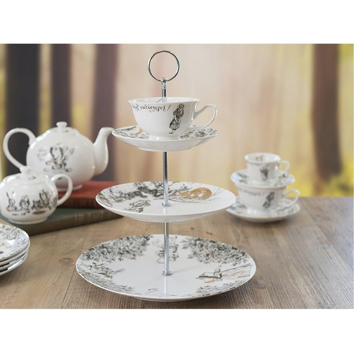 Victoria & Albert V&A Alice in Wonderland 3-Tier Cake Stand, White