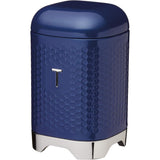 Lovello Storage Canisters for Tea Coffee and Sugar in Gift Box, Textured Hexagonal Finish, Steel, Midnight Navy