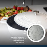 MasterClass Shallow Casserole Dish with Lid, Hob to Oven to Table Casserole Pan, Ultra Lightweight, Optimum Heat Conduction, 4L, Cream