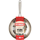 Pyrex Infinity Stainless Steel Frying Pan 28 cm, 18/10 Uncoated Steel, PFAS Free, Induction and Oven Safe, Fixed Handle, Brushed Finish