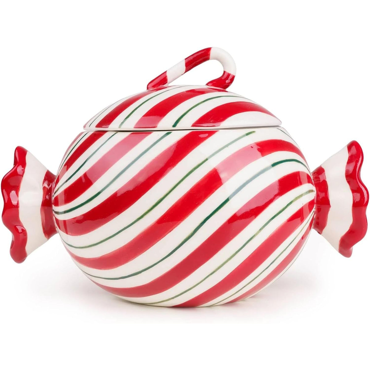 Christmas Ceramic Candy Food Storage Jar Red/White 20cm