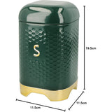Lovello Tea, Coffee and Sugar Storage Canister, Hunter Green & Gold, 11.5 x 11.5 x 19.5cm