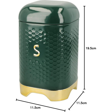 Lovello Tea, Coffee and Sugar Storage Canister, Hunter Green & Gold, 11.5 x 11.5 x 19.5cm