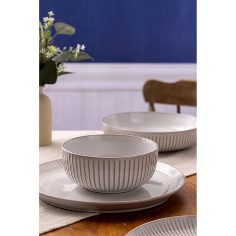 Mason Cash Reactive Ridge White 12 Piece Dinner Set