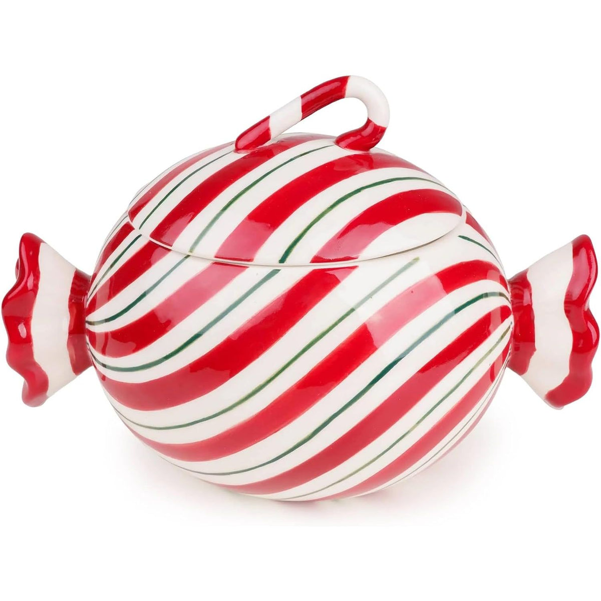 Christmas Ceramic Candy Food Storage Jar Red/White 20cm