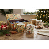 Silk Road Collection Birds Mugs Botanical Bird Print Set of 4