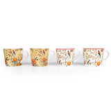 Silk Road Collection Birds Mugs Botanical Bird Print Set of 4