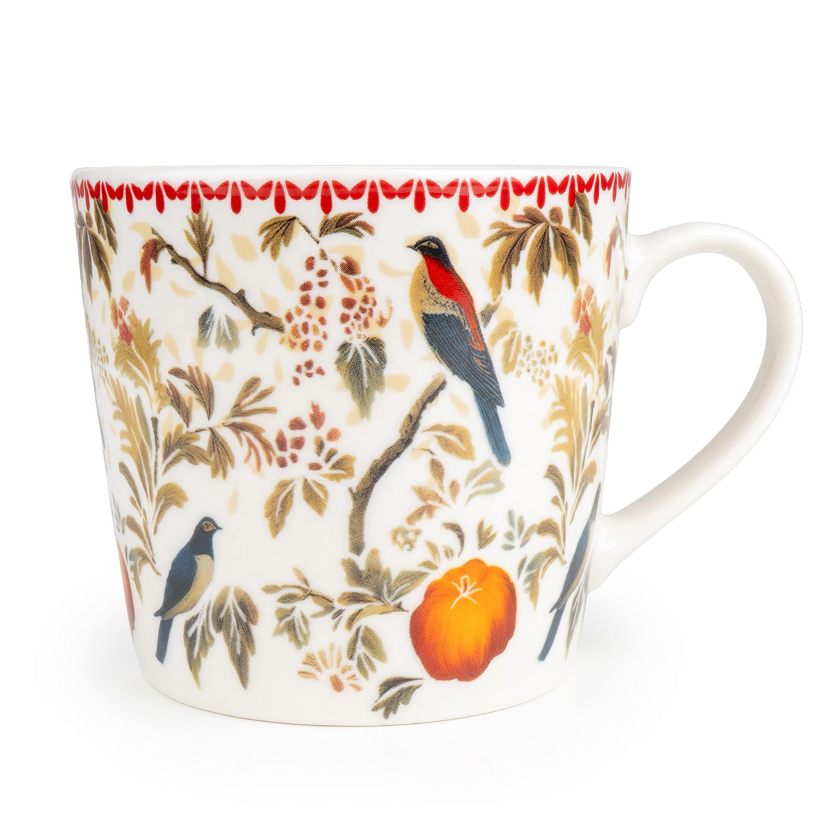Silk Road Collection Birds Mugs Botanical Bird Print Set of 4