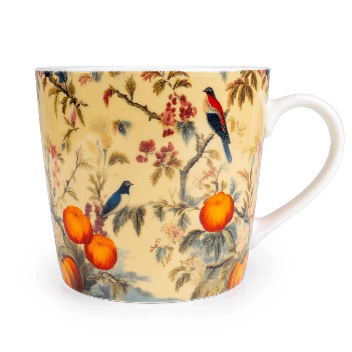 Silk Road Collection Birds Mugs Botanical Bird Print Set of 4