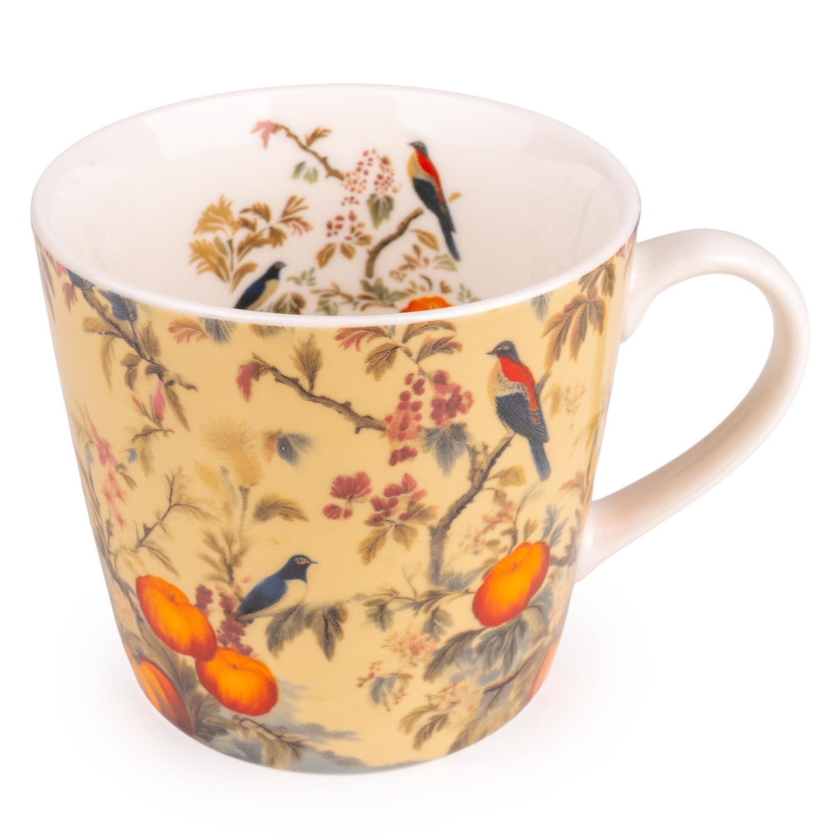 Silk Road Collection Birds Mugs Botanical Bird Print Set of 4