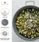 MasterClass Shallow Casserole Dish with Lid, Hob to Oven to Table Casserole Pan, Ultra Lightweight, Optimum Heat Conduction, 4L, Cream