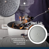 MasterClass Small Casserole Dish with Lid 2.5L/20 cm, Lightweight Cast Aluminium, Induction Hob and Oven Safe, Cream