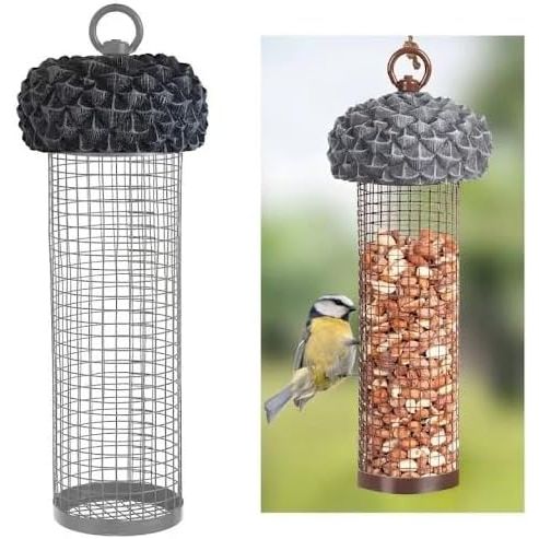Hanging Acorn Bird Feeder displayed in a garden setting, inviting birds and enhancing outdoor aesthetics.