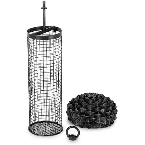 Birds feeding from the Acorn Bird Feeder, illustrating the feeder's open structure and accessibility.