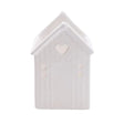 Beach Hut Tealight Holder White, a charming ceramic candle holder that adds warmth to any space with its cute beach hut design.