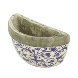 Stylish aged ceramic wall planter with dimensions displayed, perfect for small plants and herbs.