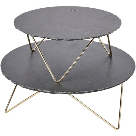 Artesà Tiered Serving Platter 2 Natural Slate Stands - Home Deco London