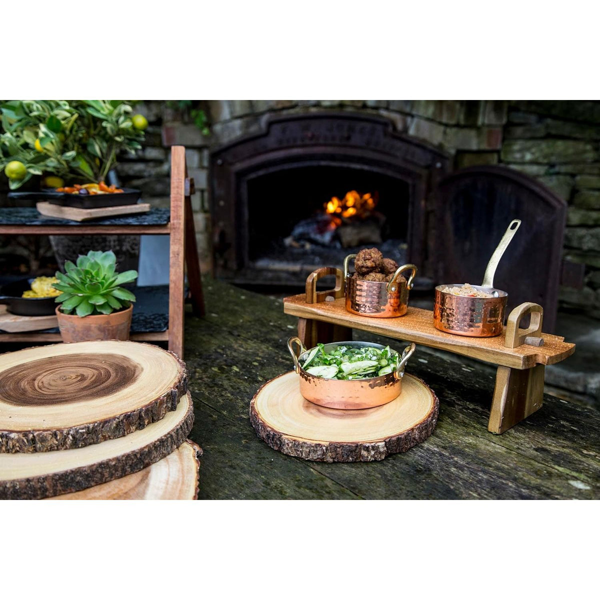 Artesà Wooden Serving Board Raised Food Display Stand - Home Deco London
