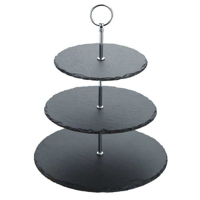 Artesà Appetiser Slate 3 Tier Serving Stand showcasing its elegant design, perfect for displaying pastries and the ideal slate cake stand for celebrations.