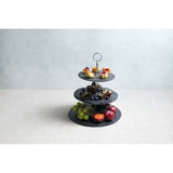The polished metal handle of the Artesà Slate 3 Tier Serving Stand, emphasizing the practicality and style of this beautiful slate cake stand.