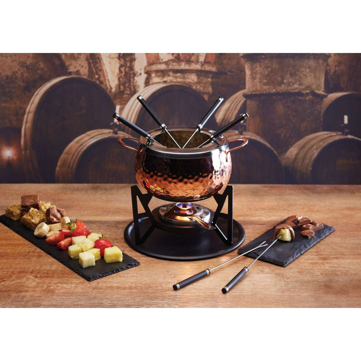 Artesà Hand Finished Copper Effect Fondue Set - Home Deco London