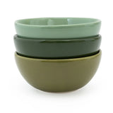 Close-up of the ceramic dipping bowls set, showcasing the rustic olive design and glossy finish, perfect for condiments.