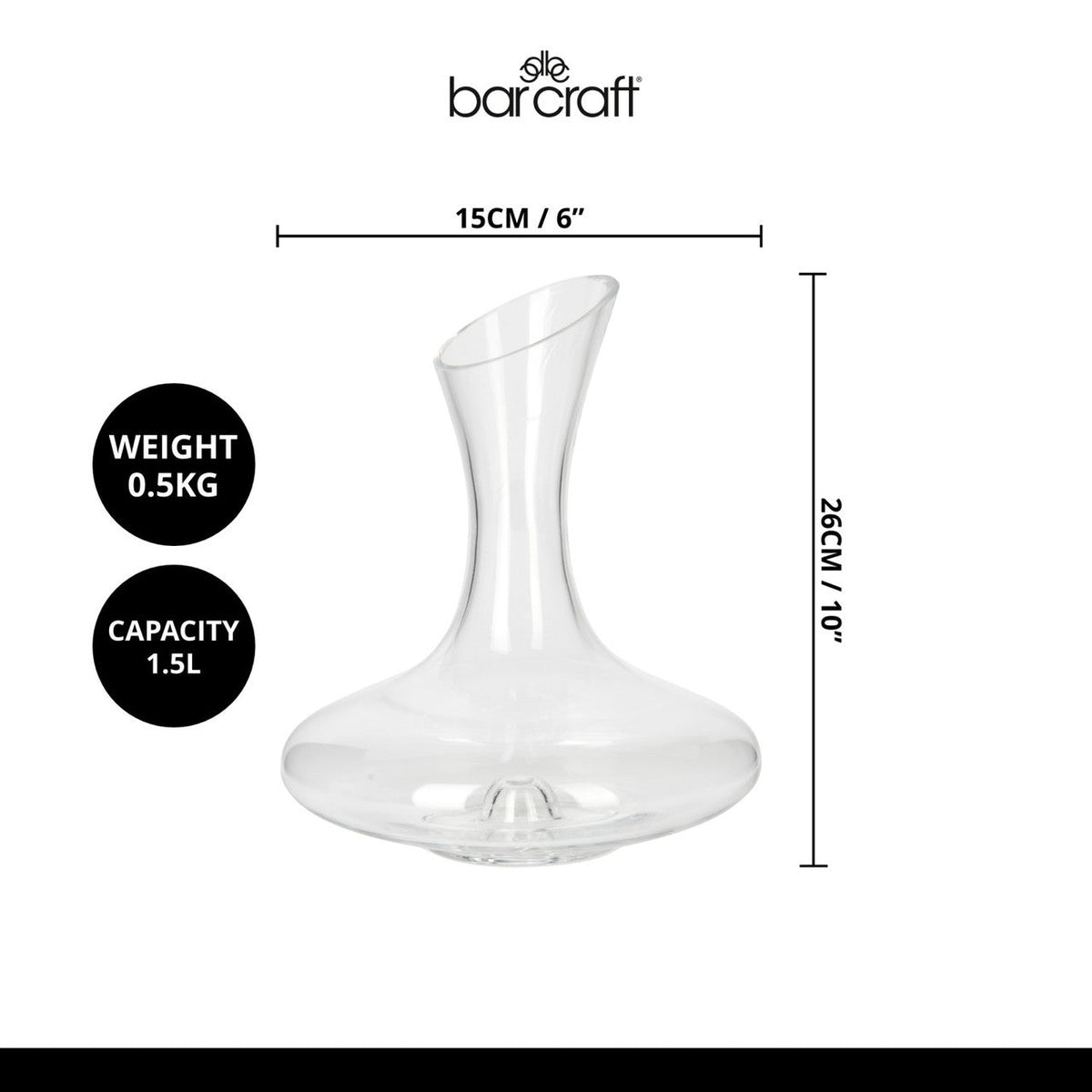 BarCraft 1.5 Litre Glass Wine Decanter - Home Deco London