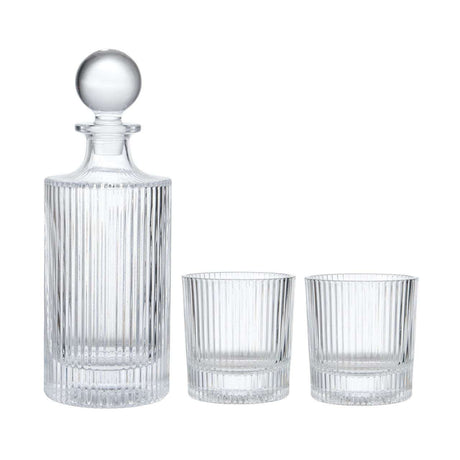 BarCraft 3-Piece Glass Decanter Set 750ml with 2 Tumblers 270ml - Home Deco London