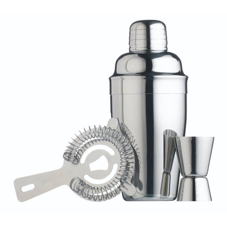 BarCraft 3 Piece Stainless Steel Cocktail Mixing Set Crome - Home Deco London