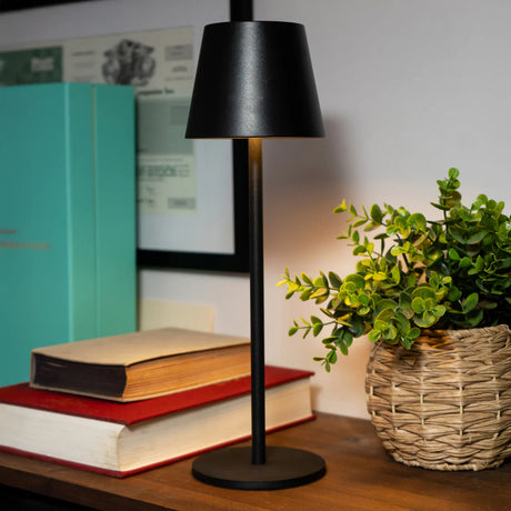 Modern 35.5cm Black LED Touch Lamp with Adjustable Brightness - Home Deco London