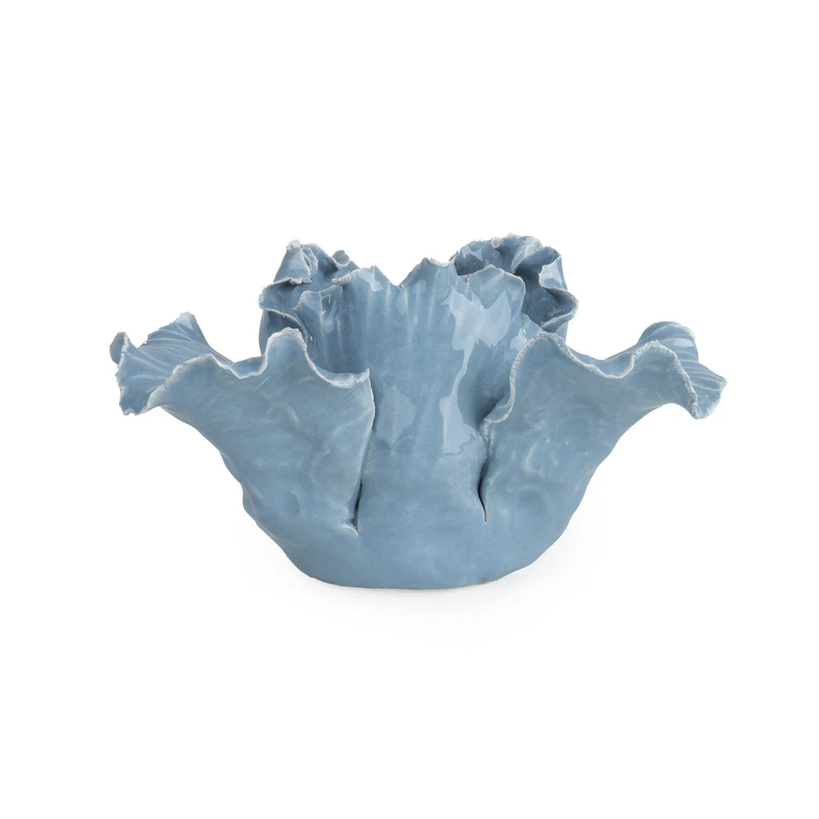 A charming view of the Flower Shaped Tealight Holder - Blue, showing its unique floral design as a flower tealight holder.