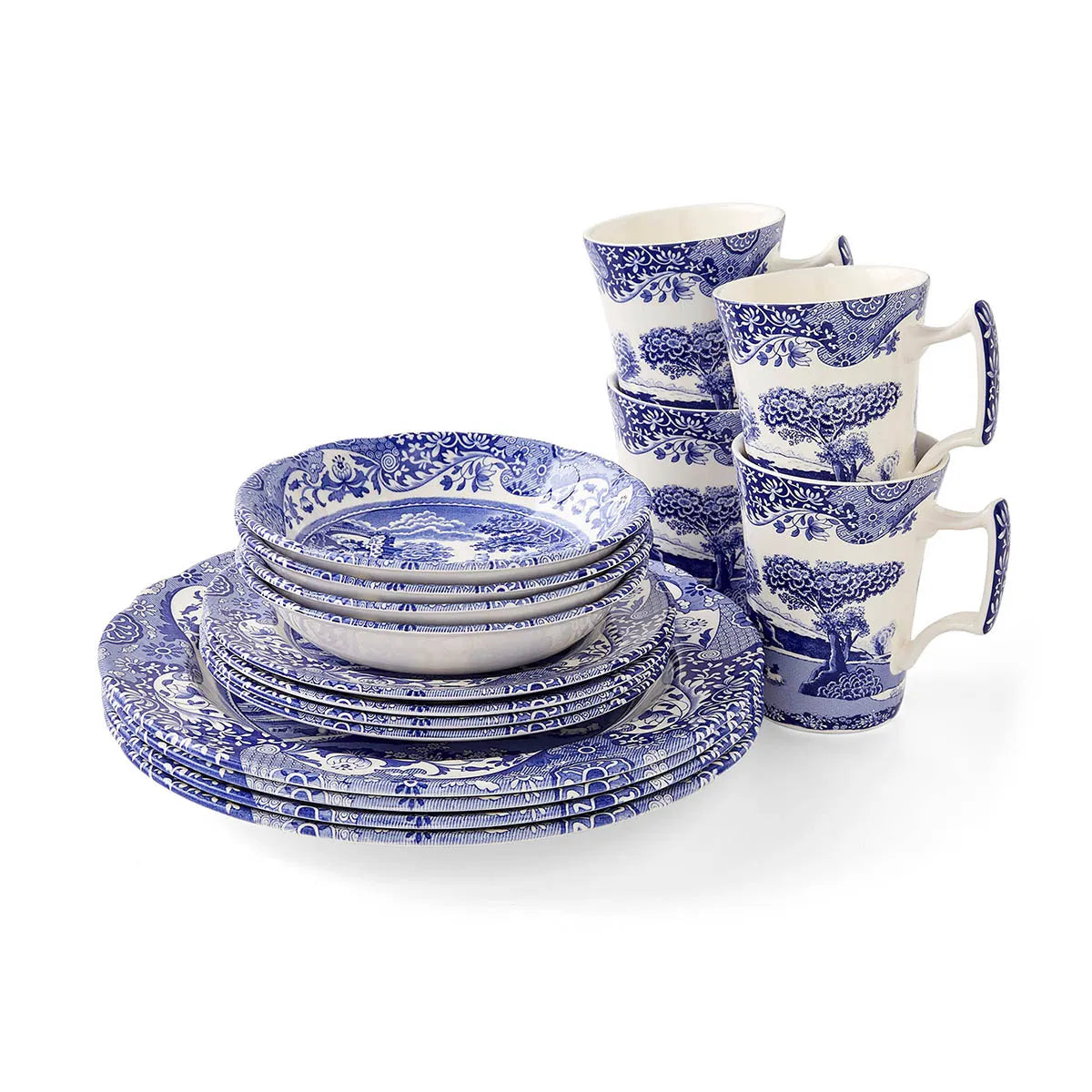 Spode Blue Italian Dinner Set - 12 Piece Tableware Set - Home Deco London