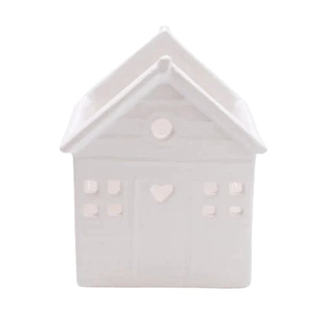 Beach Hut Ceramic Wide Tealight Holder in White - Home Deco London