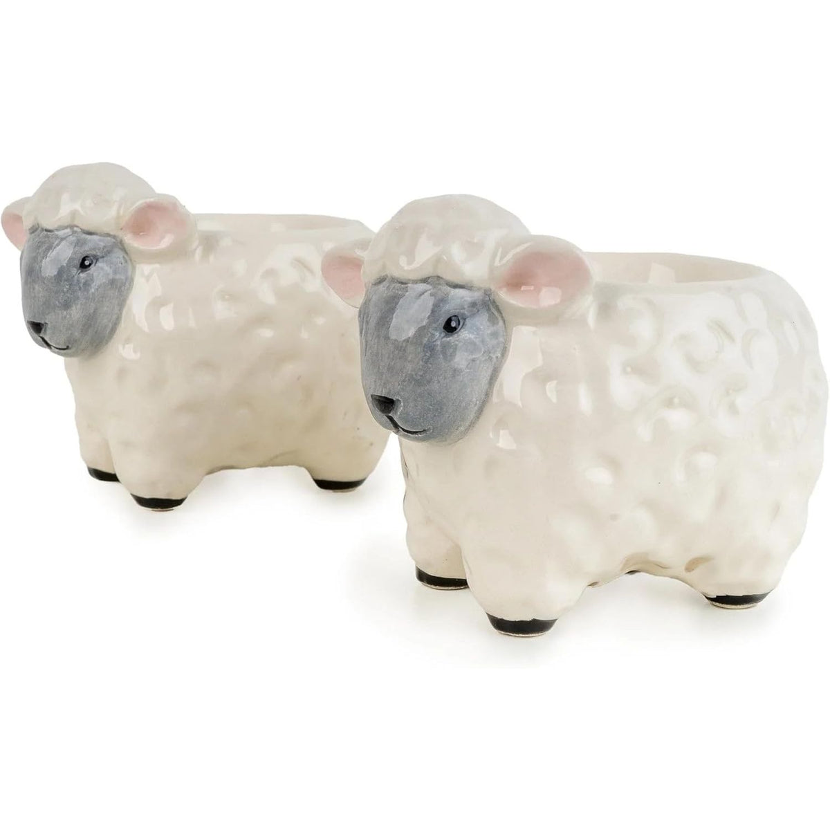 Julia Sheep Ceramic Set of 2 Egg Cups featuring charming design, ideal as ceramic sheep egg cups for farmhouse decor.