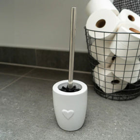 Ceramic Toilet Brush with Embossed Heart Design - Home Deco London
