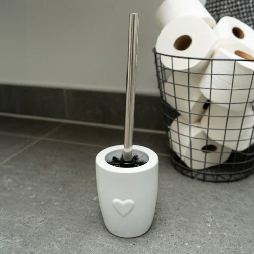 Ceramic Toilet Brush with Embossed Heart Design - Home Deco London