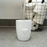 Ceramic Toilet Brush with Embossed Heart Design - Home Deco London