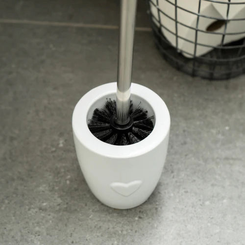 Ceramic Toilet Brush with Embossed Heart Design - Home Deco London