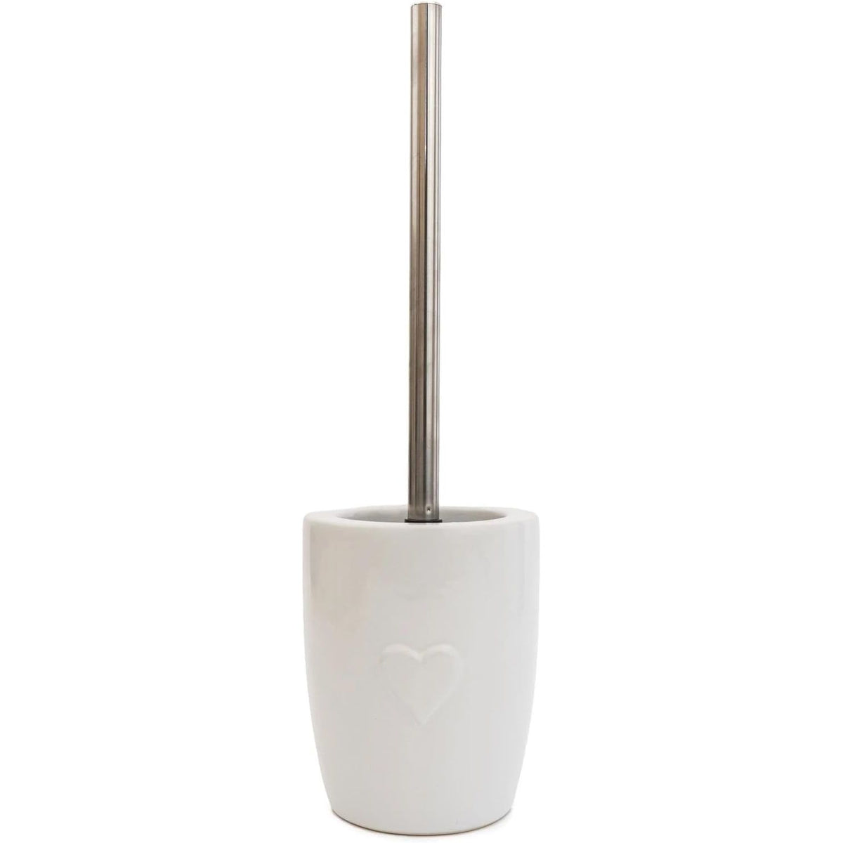 Ceramic Toilet Brush with Embossed Heart Design - Home Deco London