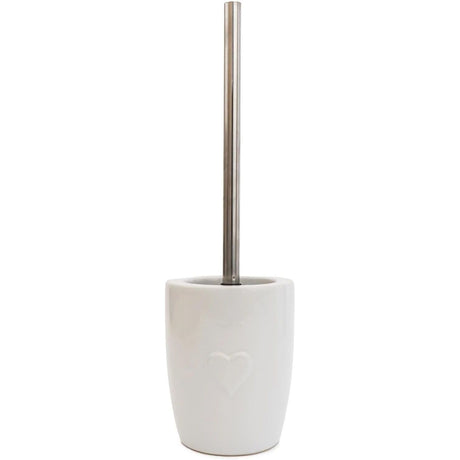 Ceramic Toilet Brush with Embossed Heart Design - Home Deco London