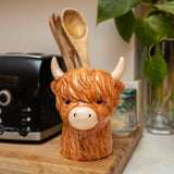 Highland Cow Ceramic Utensil Holder 3D - Home Deco London