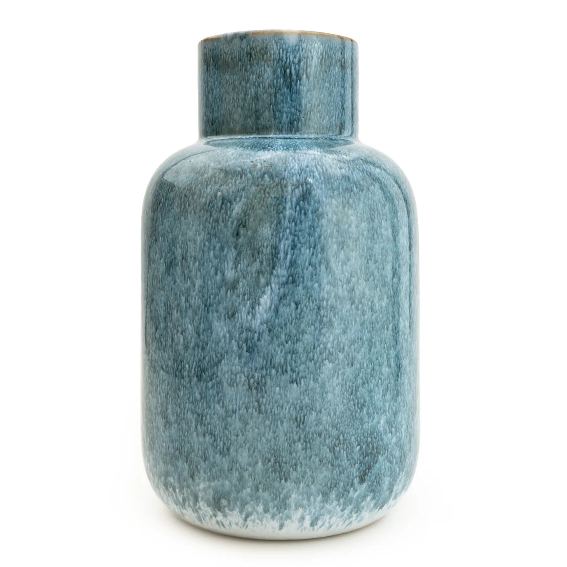 Short Neck Reactive Blue Glaze Vase 25cm - Home Deco London