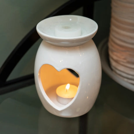 Chic White Heart Wax Burner - Home Deco London