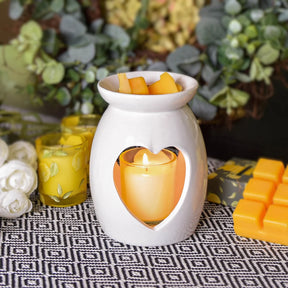 Chic White Heart Wax Burner - Home Deco London