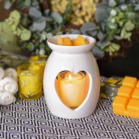Chic White Heart Wax Burner - Home Deco London