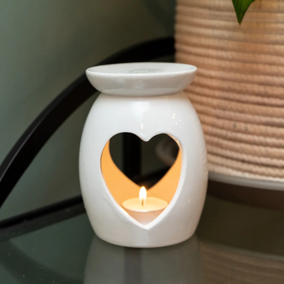 Chic White Heart Wax Burner - Home Deco London