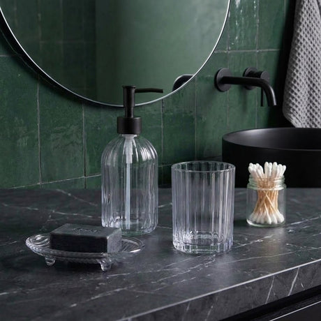 Transparent 3-Piece Glass Bathroom Accessory Set - Home Deco London